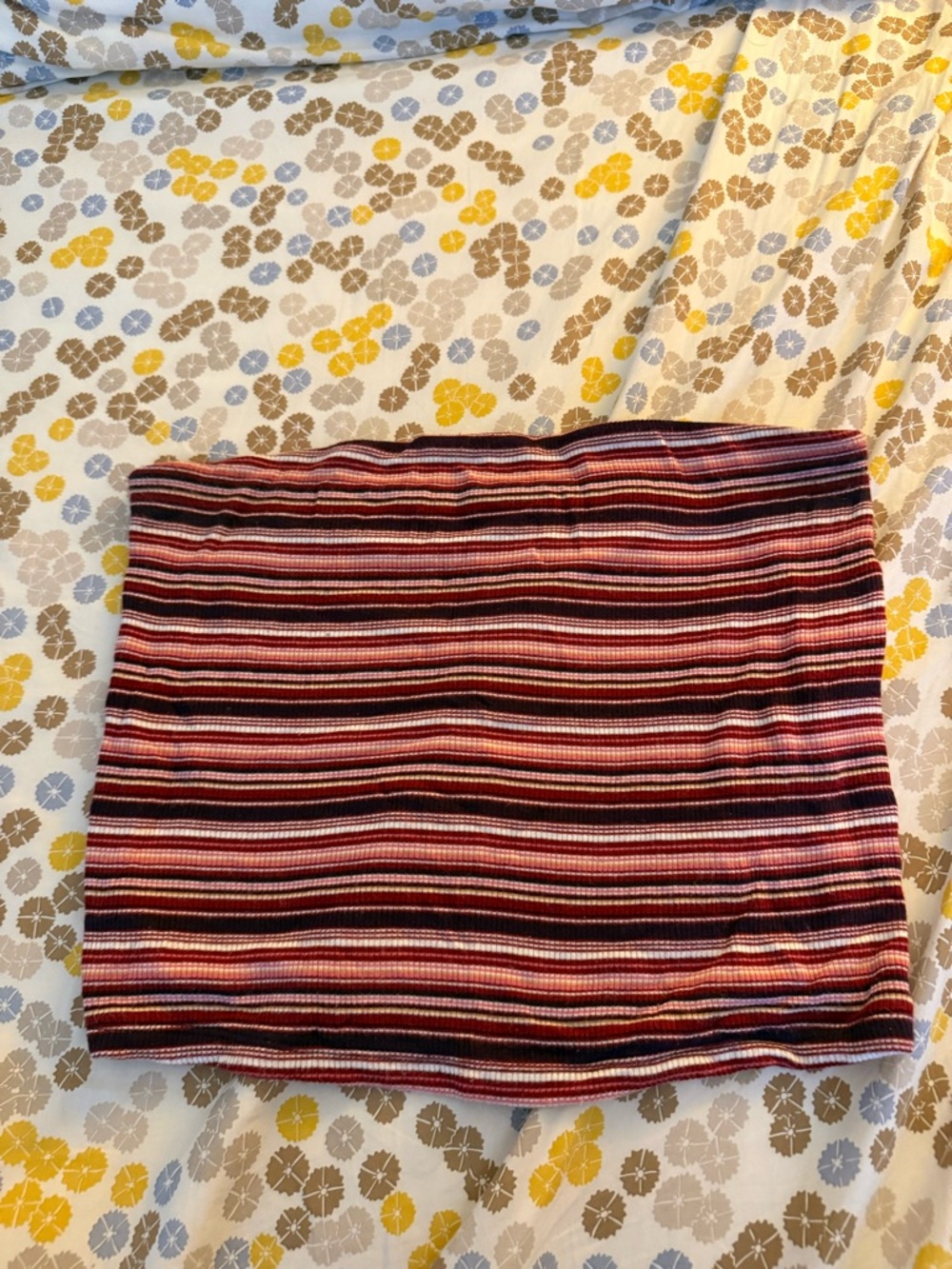 Striped Knit Tube Top in Burgundy and Pink
